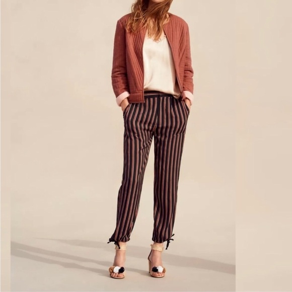 Anthropologie Pants - Anthropologie SilkyStriped Ankle-Tie Cropped Joggers